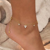 Asymmetrical Anklet in 302 Stainless Steel Featuring Heart Shape Pattern with Electroplated Finish