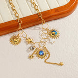 18K Gold Plated Stainless Steel Shell Sweater Chain Necklace Color Rose Gold Women's Jewelry Accessories Ocean Series