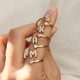 Wholesale Jewelry Retro Classic Style Letter Copper Plating Open Rings