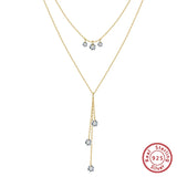 Shandata New S925 Pure Silver Clavicle Necklace Geometric Pattern Irregular Electroplated European Style Women's Jewelry BQN20