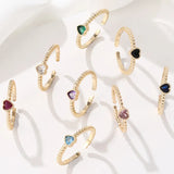 simple style heart shape copper plating zircon open ring