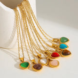 18K Gold Plated 304 Stainless Steel Vacuum Electroplating (In Furnace) Zircon Heart-Shaped Snake Chain Electroplating Vintage Classic Pendant Necklace for Women Valentine's Day