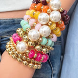 Simple Style Geometric CCB Imitation Pearl Beaded Chain Beaded Bracelets Wholesale