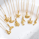 Titanium Steel Animal Pendant Necklace Fashionable Starfish Conch Clavicle Chain Women's Ocean Series Jewelry Accessory