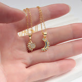 925 Sterling Silver cable chain Plating Sun Moon Pendant Necklace