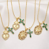 18K Gold Plated Copper Zircon Heart Cross Necklace Collarbone Chain for Women NKB512 Water Plated