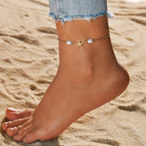 accessories Bohemian style alloy starfish shaped pearl ladies anklet jewelry wholesale