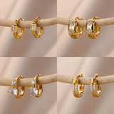 Copper Solid Color PVD Coated 18K Real Gold Plated Elegant Cute Simple Style Plating Hoop Earrings