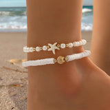 Vintage Shell Starfish Bead Anklet for Women Soft Clay Rope Anklet Jewelry Simple Design Resin Material
