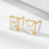 1 Pair 925 Sterling Silver Zircon Geometric Square Ear Studs