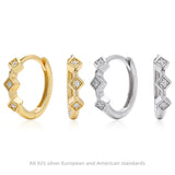 18K Gold Plated Rhodium Plated S925 Sterling Silver Earrings with Zirconia Rhombus Earrings