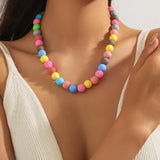 Rainbow Beading Necklace for Women with Colour Acrylic Beaded Chain