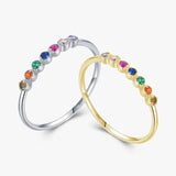 925 Sterling Silver Zircon Rainbow Rings