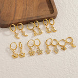 Small Pendant Diamond-Studded Earrings for Women Summer Stainless Steel Earrings Crystal Inlaid