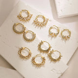 1 pair casual vintage style round plating inlay copper zircon 18k gold plated earrings