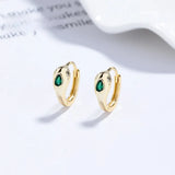 Simple Style Snake Earrings for Women in 925 Sterling Silver with May Birthstone Emerald and Zircon Inlay