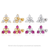 18K Gold Plated Rhodium Plated S925 Sterling Silver Ear Bone Stud Nose Stud Zircon Triangle Earrings