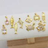 New Ocean Elements Turtle Dolphin Fish Crab 18K Color Retention Electroplated Zircon Necklace Pendant Accessories