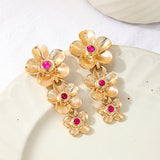 Long Metal Tassel Flower Pendant Earrings Suitable for Women Dance Bohemian Alloy Jewelry