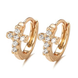 Elegant Cross Zircon Ear Cuffs Fashionable Sleep-In-Comfort Small Earrings Women's Ins Style Geometric Pattern Copper Alloy