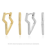 New S925 Sterling Silver Ear Cuff Lightning Earrings Irregular Three-Dimensional Ear Cuff Minimalist Style