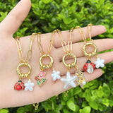 18K Gold Plated Copper Insect Zircon Oil Drop Cable Chain Necklace Clavicle Chain for Women Nkb386