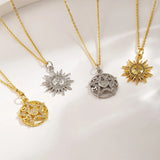 Electroplating Golden Plated Pentagram Sun Letter Copper IG Style Casual Basic Polishing Mixed Color Lobster Trigger Clasp Closure Pendant Necklace Necklace