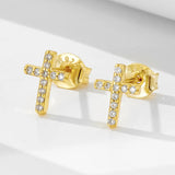 S925 Sterling Silver Exquisite Simple INS High-End Full Diamond Cross Earrings   Niche Design Earrings