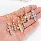 hot-selling live supply zircon cross pendant ins fashion personality color cross necklace wholesale
