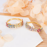 Sweet Daisy Open Ring for Women in Brass with 18K Real Gold Plating and Zircon Inlay