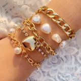 Fashionable Multi-Layer Heart-Shaped Geometric Ladies Bracelet Stylish Simple Design Popular  Jewelry