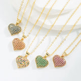 Heart Shape Pendant Necklace in  for Women, Real Gold Plated Copper with Zircon Inlay