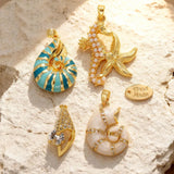 Electroplated Copper Real Gold Starfish Shell Seahorse Jewelry Accessories DIY Oil Drop Earrings Necklace Bracelet Pendant