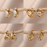 Copper Heart Shape PVD Coated 18K Real Gold Plated Elegant Cute Simple Style Plating Earrings