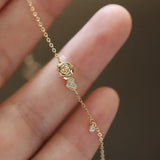 S925 Sterling Silver Zirconia Princess Rose Fine Gold Bracelet Bohemian Floral Print Sweet Style Women's Hand Jewelry