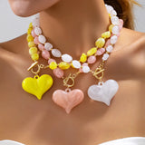 Elegant Irregular Beaded Chain Necklace for Women Featuring Acrylic Pendant Beading Craft