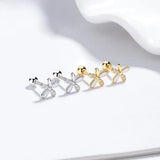 925 Silver Threaded Flower Earrings for Women Zircon Jewelry Simple Bohemian Rose Gold Plated Ear Clips