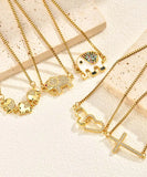 Women's Copper Material Zircon Elephant Electroplated Adjustable Bracelet Gold Heart Box Chain Square Pearl Chain Water Plated