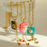 18K Gold Plated 201 Stainless Steel Vacuum Electroplating (In Furnace) Square Cable Chain/Cross Chain/O Chain Pendant Necklace for Women