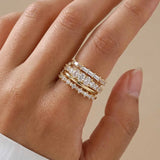 Three-dimensional Geometric Rings for Women in Copper with 18K Real Gold Water Plating and Zircon Inlay