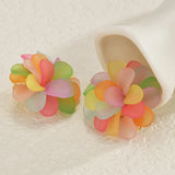 Colorful Flower Earrings for Women Spring Summer Acrylic Bohemian Print Jewelry Stainless Steel Stud Earrings