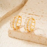 Fashionable Hollow Out Copper Earrings Geometric Pattern Birthday Gift Neutral Cute Style Women's Daily Accessory Polished Finish