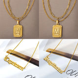 Classic English Letter Women Necklace Plated 18K Gold Twelve Constellation Old English Jewelry Pendant Necklace Birthday Gift