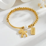 Women’s Horse Beading Bracelet in Gold Titanium Steel with Electroplated Finish